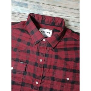 Poncho Men's Long Sleeve Pearl Snap Western Shirt Regular Fit, Plaid, Size XL